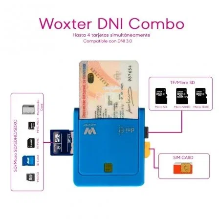 Woxter Combo PE26-146 Lector de DNI y tarjetas USB 2.0 Azul